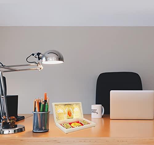 ARNAVIRA Gold Plated Photo Frame with Charan Paduka Pocket Temple for House Warming Gifts Return Gift Diwali Gift Puja Box (Shri