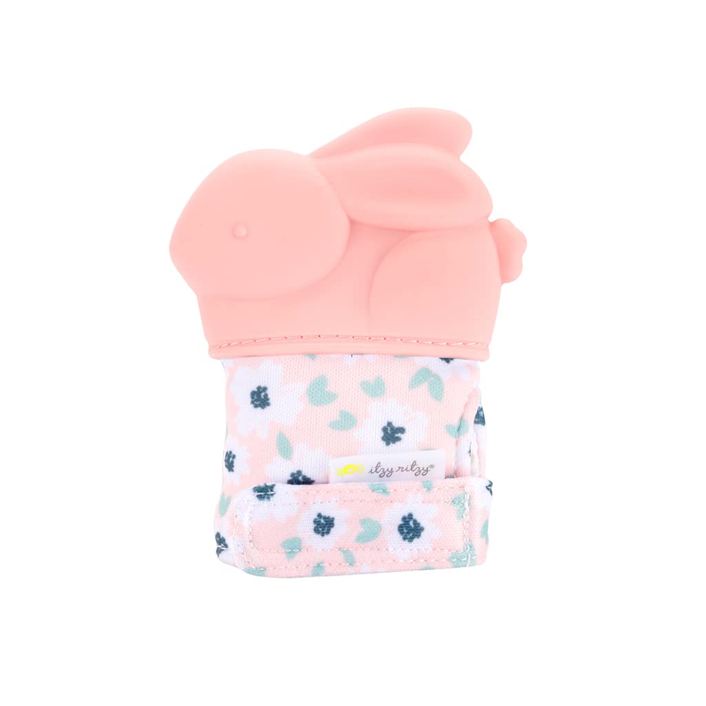 Itzy Ritzy Silicone Teething Mitt - Soothing Infant Teething Mitten With Adjustable Strap, Crinkle Sound & Textured Silicone To