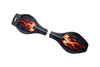 Flame Graphic Wave Board Skate Scooter With Pu Wheels - Non-Slip Deck, Lightweight Balance Ride-On For Kids (Black With Red Flam