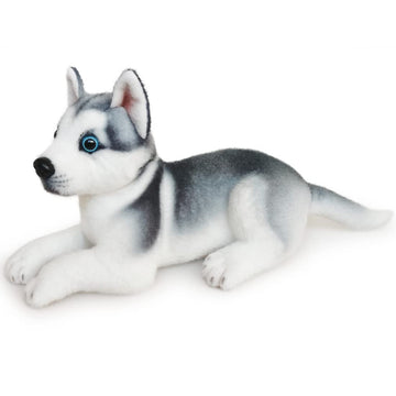 Elainren Lifelike Furry Husky Stuffed Animals Puppy Toy Realistic Huskies Chubby Anime Pillow Super Soft Siberian Husky Toy Plus
