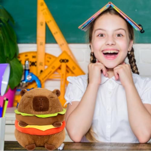 Popotato Realistic Capybara Burger Plush - 7.87 Capybara Stuffed Animal Plushie - Plushy And Squishy- Cute Toy Gift For Boys A