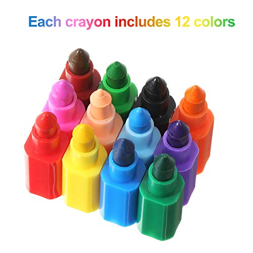 Leinuosen 24 Pieces Colorful Stacking Crayons Stackable Buildable Crayons for School Office Supplies, 12 Colors