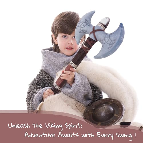 June Garden Little Vikings Double cutting edge Battle Axe - Safe Plush Soft Pretend Play  - Gifts for Kids