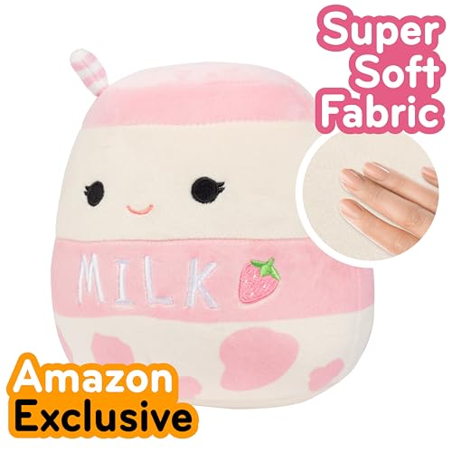 Squishmallows Original 8-Inch Amelie The Strawberry Milk - Official Jazwares Plush - Collectible Soft Squishy Food Stuffed Anima