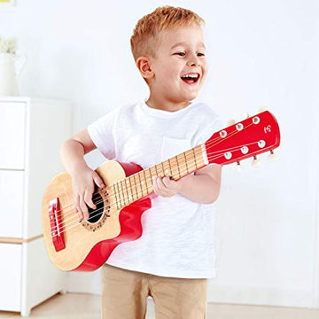 Hape Kid'S Flame First Musical Guitar| 26 Inch Musical Instrument With Vibrant Sound And Tunable Nylon Strings, Red