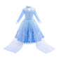 Sototoo Elsa Costume Long Sleeves Princess Dress Queen White Costume Cosplay Dress Up With Accessories Halloween (Sky Blue,5-6Ye