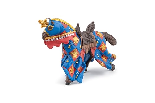 Papo Medieval Fantasy Blue Horse Figurine, Hand-Painted Collectible, Plastic, Model 39787, Suitable for Ages 3+, Multicolor