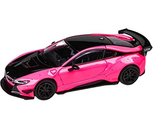 i8 Liberty Walk Hot Pink and Black 1/64 Diecast Model Car by Paragon PA-55150