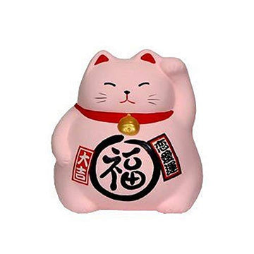 Japanbargain 1616, Japanese Ceramic Maneki Neko Feng Shui Fortune Lucky Cat Collectible Figurine Made In Japan, Luck For Love, Pink