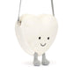 Jellycat Amuseables Cream Heart Plush Bag, 9 Inches | Crossbody & Shoulder Purse | Fun & Unique Handbag