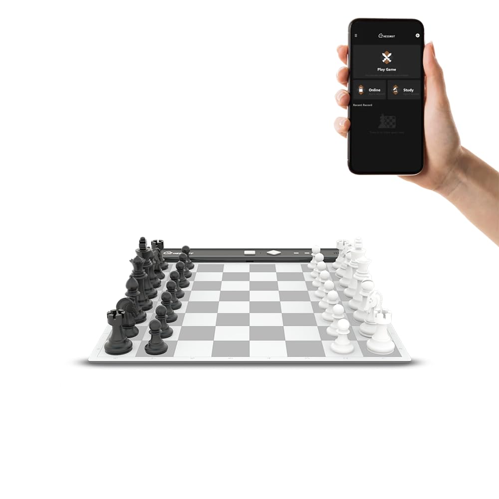 Chessnut Go Ultimate Portable Travel Chessboard - Full Piece Recognition, Magnetic Adhesion, Grey, Model CG100-G