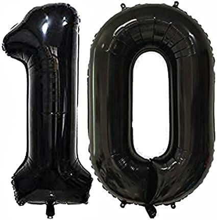 CollectiveMed. Number Foil Balloon 16 Inch  Black Colour (BLACK10)