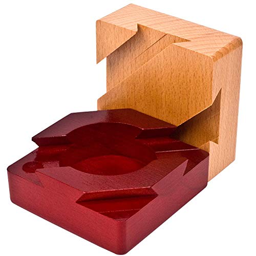 Himine Wooden Magic Mysterious Box Secret Opening Puzzle Box Gift Box (Red+Wood)