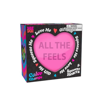 Schylling Needoh Color Change Squeeze Heart - Sensory Squeeze Toy - Satisfying Dough Filling - 2.5'' Wide - Color May Vary (Pack