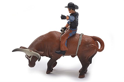 Little Buster Toys Bucking Bull And Rider 2 Pack - Brown Bull W/Rider And Black And White Bull W/Rider