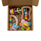 Curvear Wooden Baby Rattle Toys 100% Non Toxic Wooden Toys Soft & Safe Sensory Toys For Newborns & Infants BpaFree, Easy To Hol