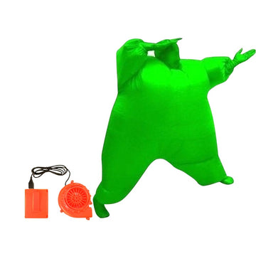 Qshine Inflatable Full Body Jumpsuit Cosplay Costume Halloween Funny Fancy Dress Blow Up Party Toy (Green)