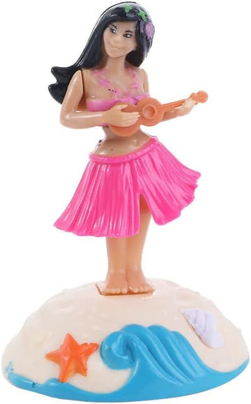 Pink Solar Powered Dancing Girl Swinging Hawaiian Girl Grass Skirt Swing Shaking Head Doll Car Dashboard Dancing Figure Solar Da