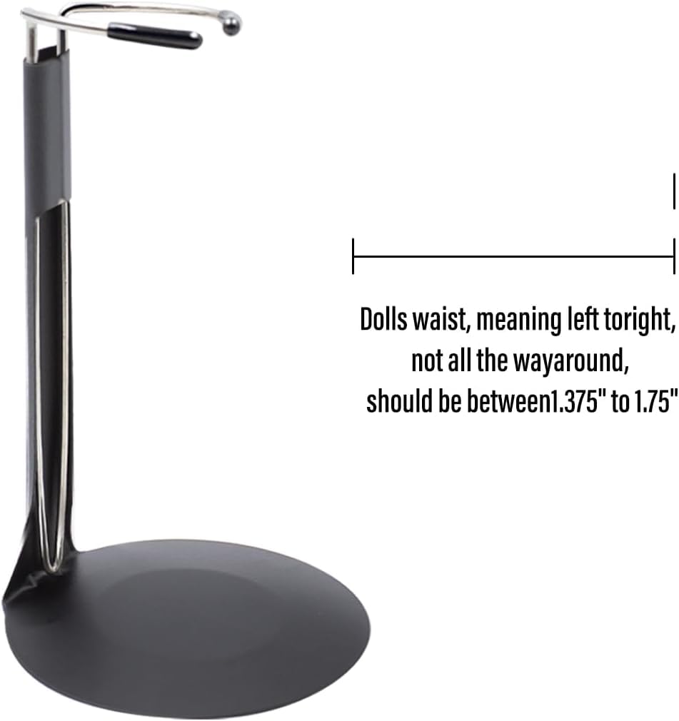 Upvolcora Black Adjustable Dolls Stands 2 Pack Display Holder, 8'' To 12'' Dolls Or Action Figures Shelf, Waist Is 2 To 2.5 Inch