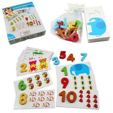 FunBlast Arithmetic Digital Card Pairing Number and Animal Puzzle Digital Wooden Blocks Board Game, Educational Digital Card Gam