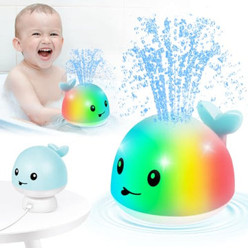 ?2025 Upgraded?Gigilli Baby Boy Whale Bath Toy - Easy Charging Bath Toys For Kids Ages 1-3 Light Up Bath Fountain Toy 6-12-18 Months Toddler Bath Toy Sprinkler Baby Easter Gifts Easter Basket Stuffers