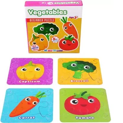 Massive Reckon Jigsaw Puzzles Vegetable Puzzles for Kids Age 3 Years and Above, 4 Puzzle Designs Piece Set, SelfCorrecting Puzz