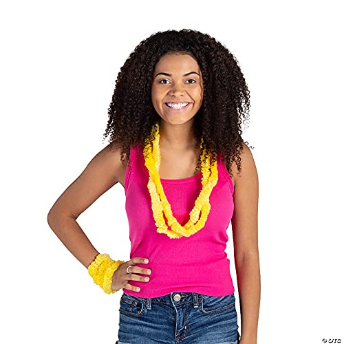 Fun Express Yellow Plastic Leis (Bulk Set of 50) School Spirit, Luau and Tropical Party Supplies
