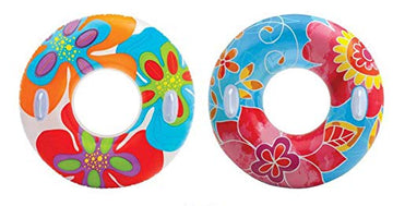 Intex Groovy Color Inflatable Flower Transparent Tube Raft (Set Of 2) | 58263Ep - Colors May Vary
