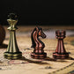 Agirlgle Retro Metal Chess Set - Folding Wooden Board, Classic Handmade Pieces, Bronze Finish - Ideal for Kids & Adults