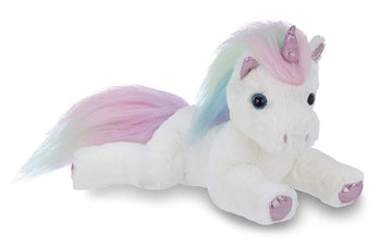 Bearington Rainbow Shimmers The White Unicorn Plush, 17 Inch Unicorn Stuffed Animal