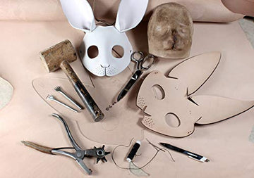 HMILY Handmade bear rabbit mask role playing steampunk Halloween costume props (Rabbit- white)