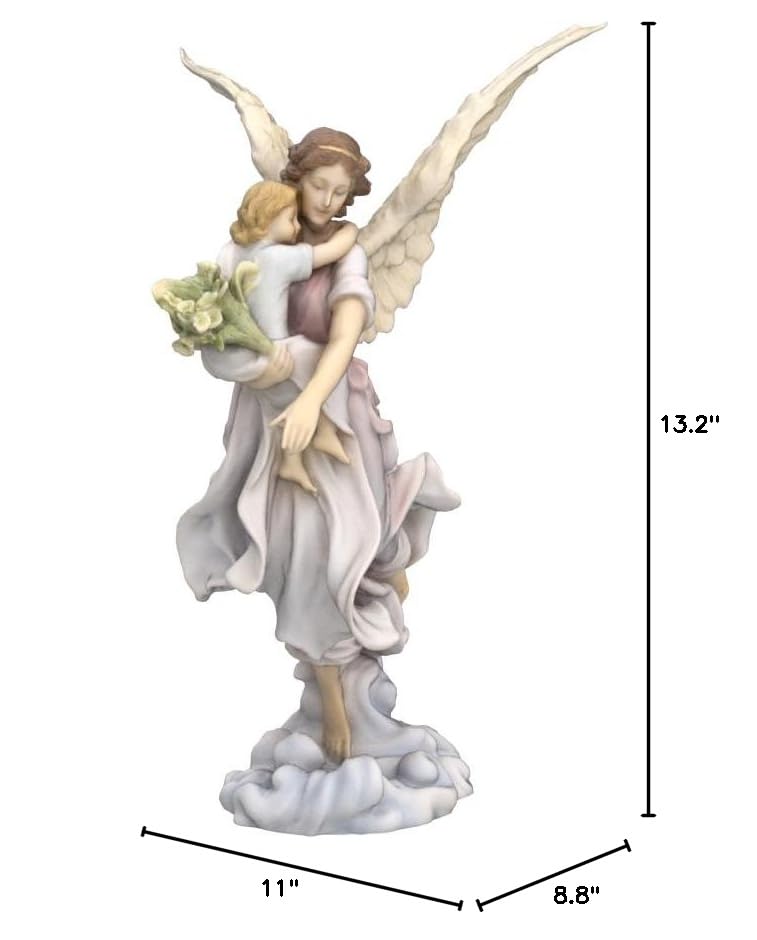 US 10.63 Inch The Guardian Angel Decorative Figurine, Pastel Color