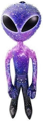 HAPPY DEALS ~ Galaxy Space Alien Inflate | 3 Feet | One Pc | UFO Blow Up Decoration Toy
