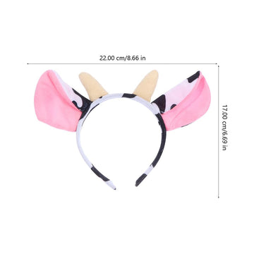 ABOOFAN 8Pcs Animal Headband with Cow Print Horns and Ears, Elastic Hair Hoop for Halloween, Christmas Party, Cosplay Costume Ac