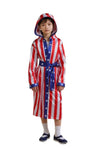 ASWTZ Child's American flagn Stallion Boxing Costume Robe with Shorts and Cloak Hooded Halloween Cosplay for Kids