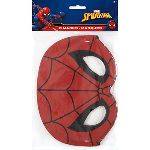 Unique Spiderman Children Party Supplies Bundle Pack Includes 16 Party Paper Masks With 1 Dinosaur Sticker Sheet