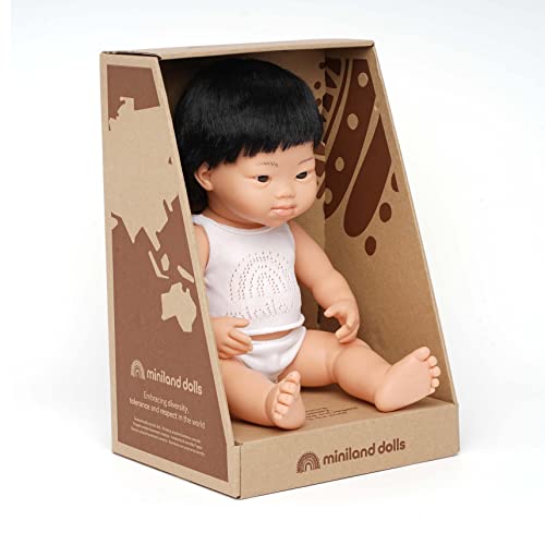 Miniland Doll 15'' Asian Boy With Down Syndrome (Box) - Made In Spain, Anatomically Correct, Quality, Inclusion