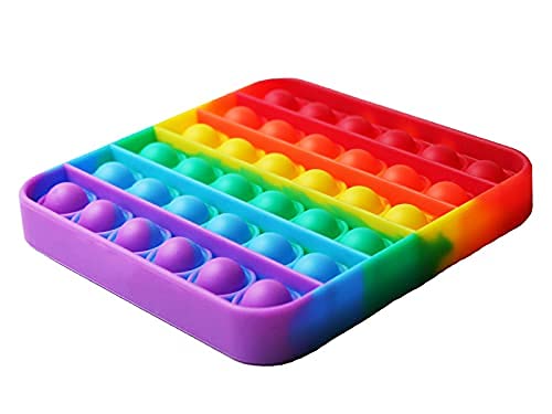 Push Pop Bubble Fidget Sensory Toy - For Autism, Stress, Anxiety - Kids And Adults (Rainbow Square)