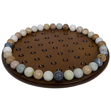 Arolly Wood Finished Solitaire Board Game With 36 Natural Balls