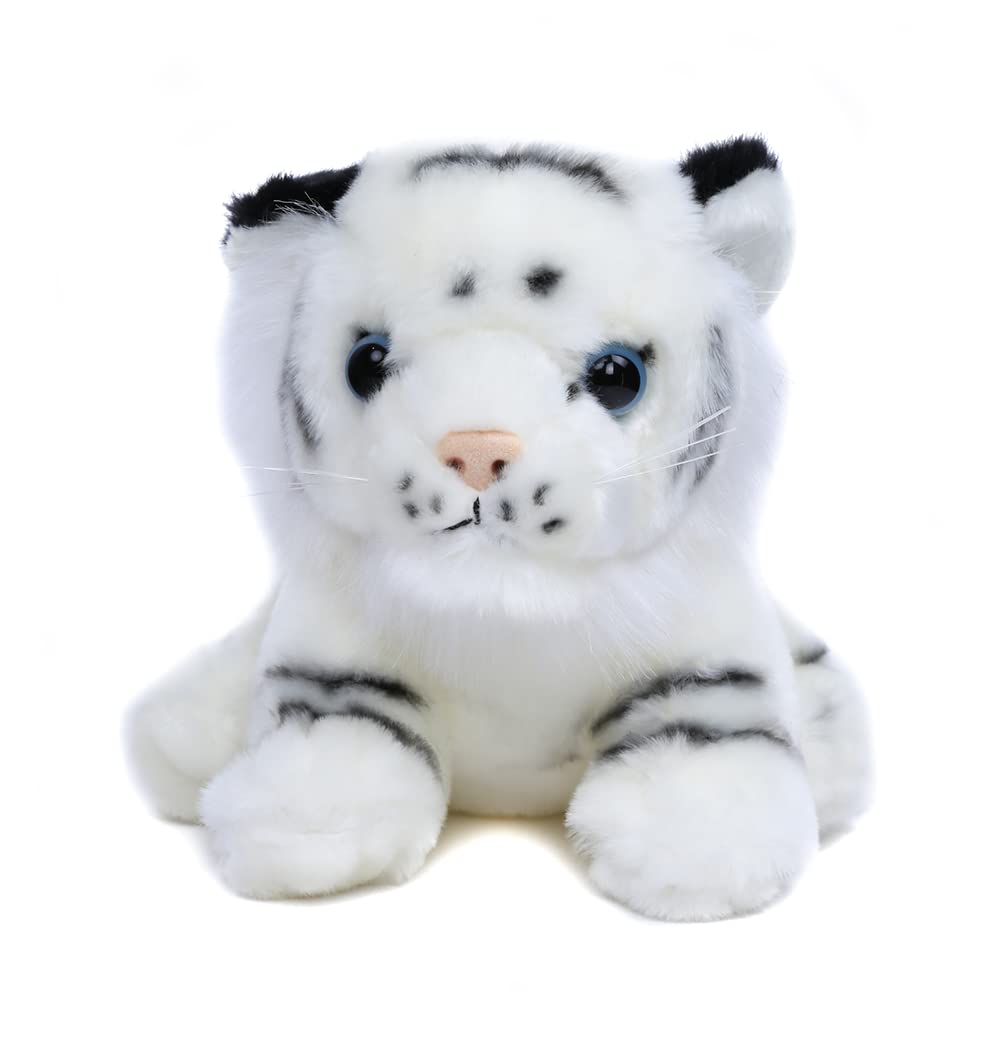 Plushland White Tiger Sitting 8 Stuffed Toys Plush Super Soft Winter Holiday (White)