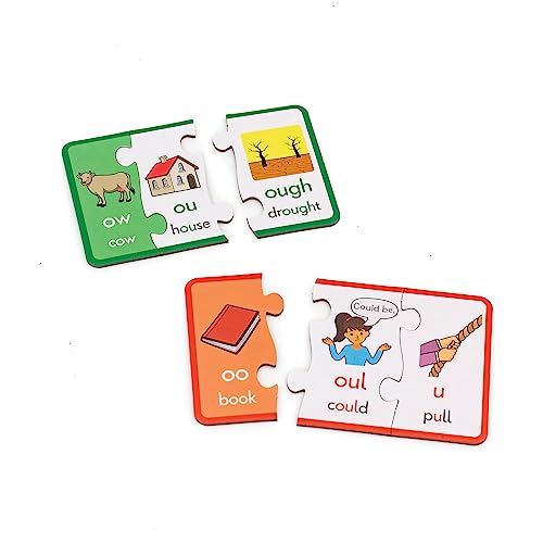 Junior Learning Vowel Puzzles - Match Long & Short Vowels With Similar Sounds, Multicolor