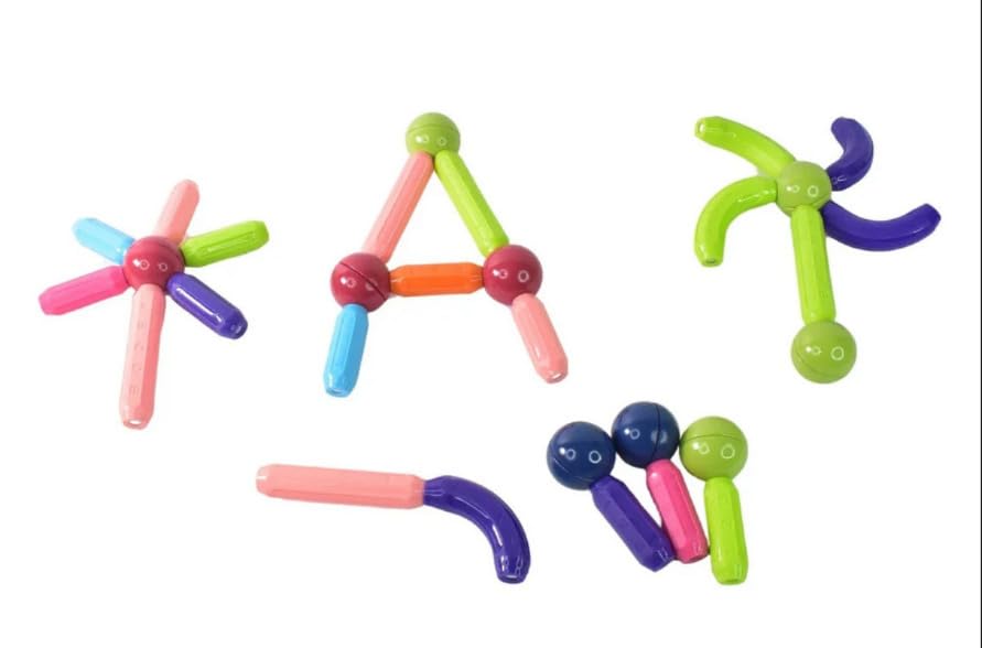 NIRAVANA TOY STORE Magnetic Building Sticks Construction Set, Educational STEM Toy, Colorful Connecting Pieces