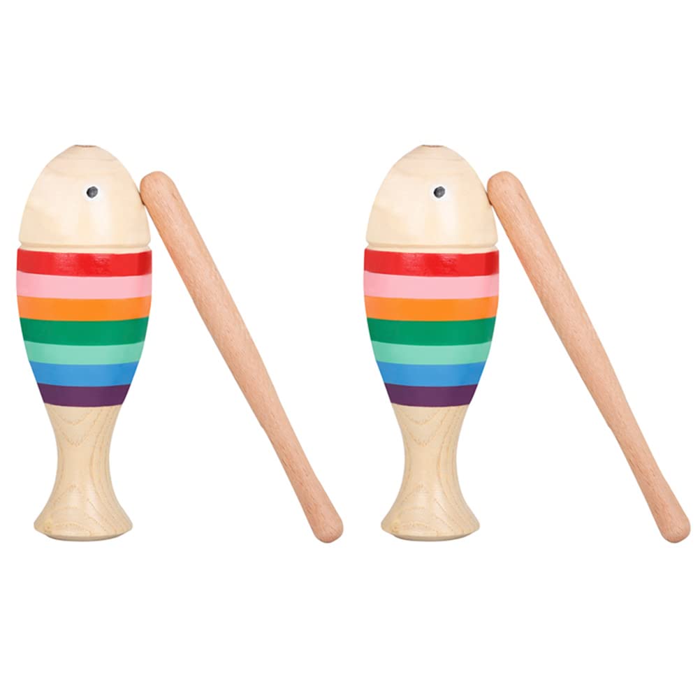 Excluzo 2 Sets Orff Instruments Percussion Instruments Fish Shaped Woodblock Toys