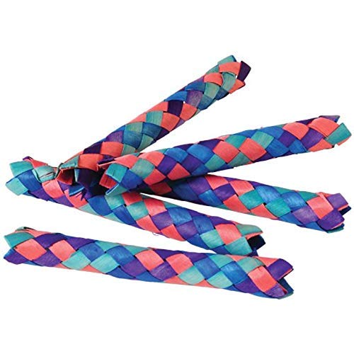 Zugar Land Cool Colorful Classic Bamboo Chinese Finger Traps (5') For Kids And Adults. (Dark - Multi Color (12 Pack))