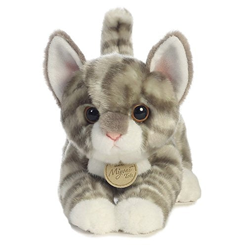 Aurora    Adorable Miyoni    Grey Tabby Kitten Stuffed Animal - Lifelike Detail - Cherished Companionship - Gray 9 Inches