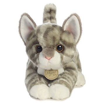 Aurora    Adorable Miyoni    Grey Tabby Kitten Stuffed Animal - Lifelike Detail - Cherished Companionship - Gray 9 Inches