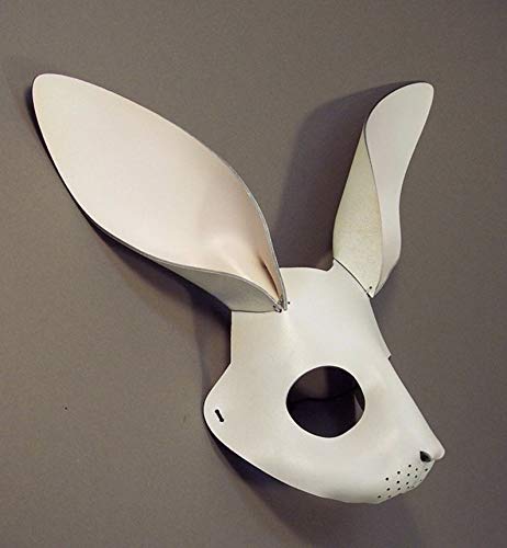 HMILY Handmade bear rabbit mask role playing steampunk Halloween costume props (Rabbit- white)