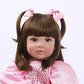 Icradle Cute 24 Inch 60 Cm Reborn Baby Doll Long Hair Girl Doll Soft Silicone Baby Real Life Baby Toddler Doll Toy For Ages 3+ (F)