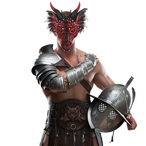 Himine Cosplay Mask Dragon's Head Mask for Festival Party Halloween (Red+Black)