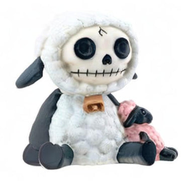 Summit Collection Furrybones Wooolee Signature Skeleton In White Sheep Costume With Small Pink Sheep Doll.